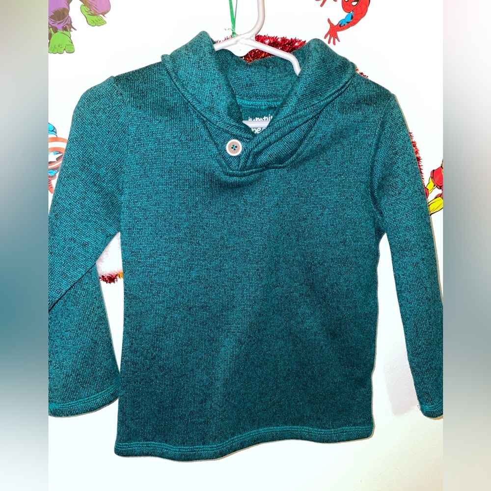 Jumping Beans Soft & Cozy Green Pullover Shawl Collar Sweater size 3T